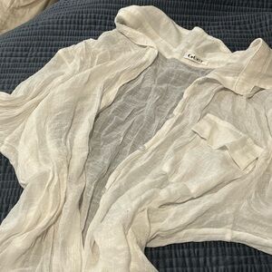 White Sheer Button-Up Blouse